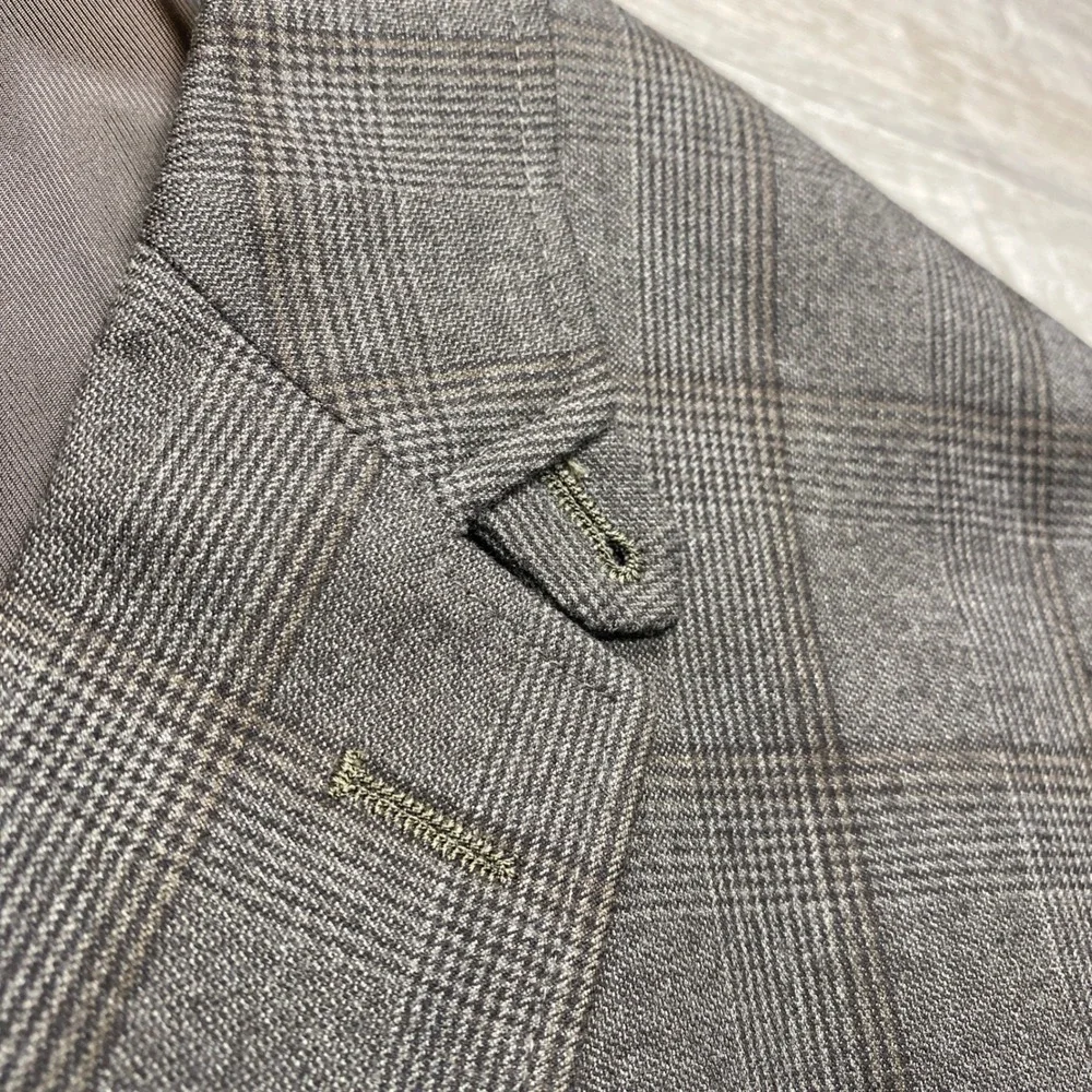 Johnston & Murphy Blazer Mens S Brown Glen Plaid Performance Sport Coat Business